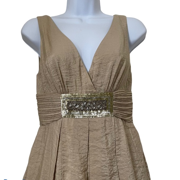 BCBGMaxAzria Dark Beige Beaded A-Line Cocktail Dress Size 2. - Picture 4 of 16